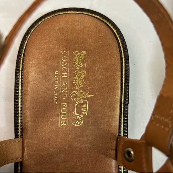 Coach and Four Brown Leather Sandals Minimalist Thong Design - Picture 5 of 7